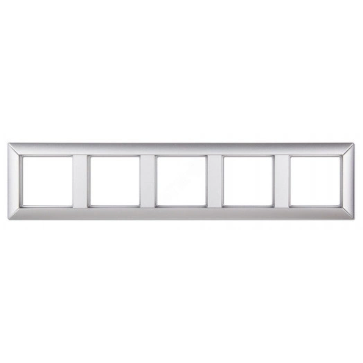 Рамка 5-местная для вертикальной и горизонтальной установки. Серия- Eco Profi. Материал- термопласт. Цвет- алюминий (крашеный)