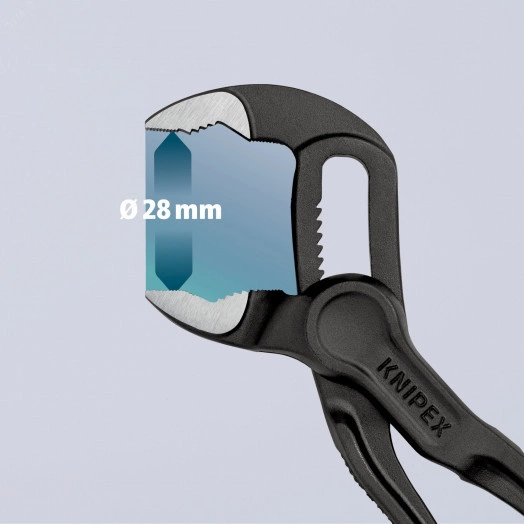 Клещи переставныеавные сантехнические с фиксатором COBRA XS 28 мм (1) под ключ 24 мм L-100 мм Cr-V серые KN-8700100