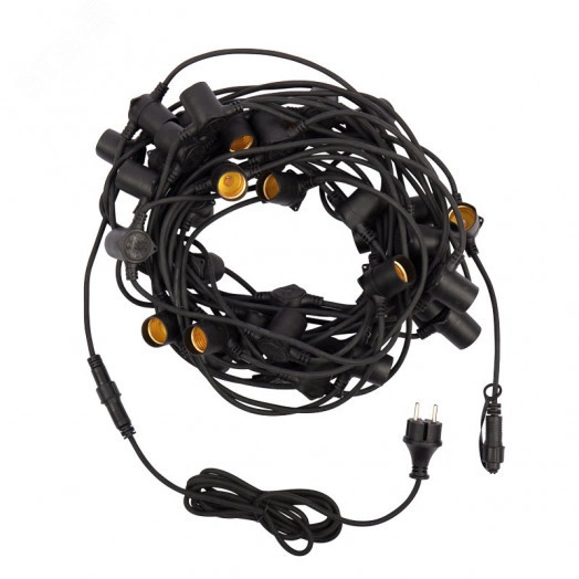 Белт-Лайт 2 жилы 20 м, черный каучук, шаг 50 см,  40 патронов Е27, шнур 3 м, IP44, соединяется