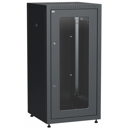 Шкаф LINEA E 18U 600х600мм двери 2шт стекло и металл черный