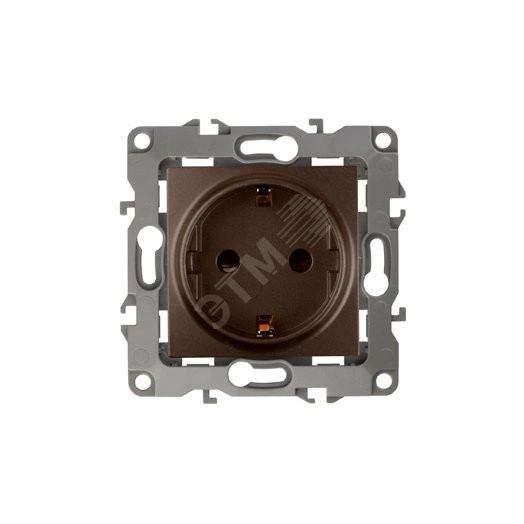 Розетка 2P+E Schuko, 16A-250В, Эра12, бронза, 12-2101-13