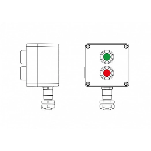 Взрывозащищенный пост управления из алюминияCPE-A-12-(1xP1G(11)-1xP1R(11))-1xKAEPM2MHK-20(C)1Ex d e IIC Т5 Gb / Ex tb IIIC T95°C Db IP66