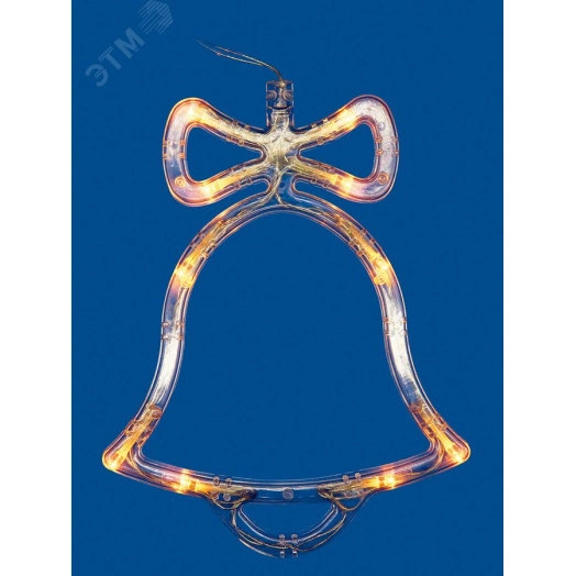 Фигура светодиодная Колокольчик на батарейках 3AAA (не в/к) 16х20см Подвесная 10 светодиодов Теплый белый свет Провод прозрачный