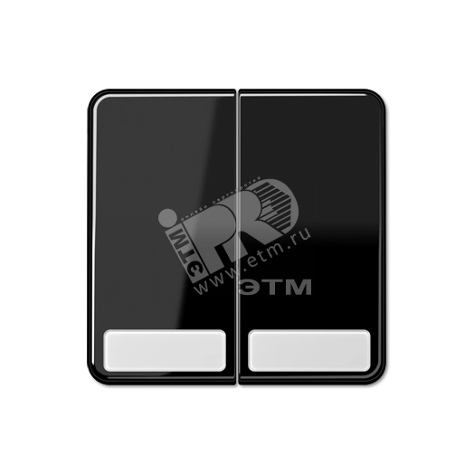 Клавиши для сдвоенных выключателей и кнопок с полем для надписи  черные