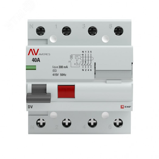 Устройство защитного отключения DV 4P 40А/300мА (AC) AVERES