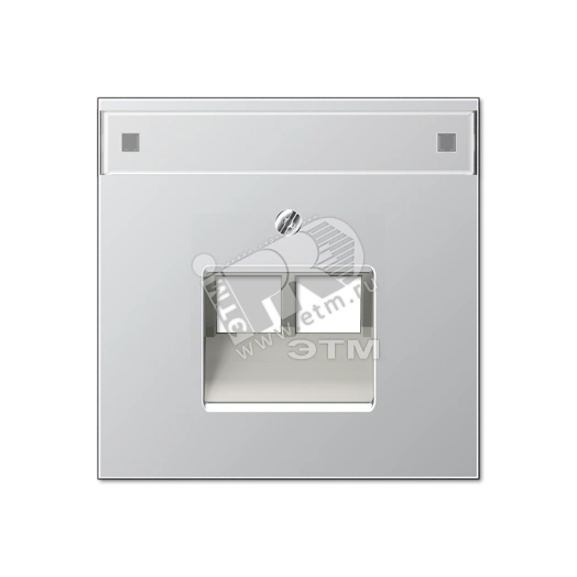 Крышка для сдвоенной телефонной и компютерной розетки  UAE с полем для надписи  алюминий