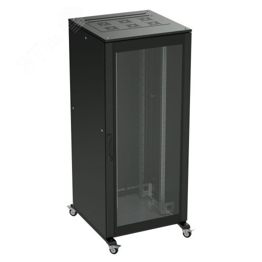 Шкаф напольный 24U 600х600 двери стекло/сплошная укомплектован вводом и заглушками RAL 9005