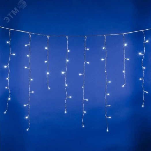 Бахрома светодиодная с эффектом мерцания 2м Соединяемая 100 светодиодов Белый свет Провод прозрачный ULD-B2007-100/TTK WHITE IP44