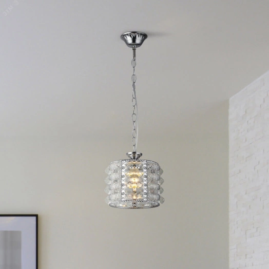 Светильник подвесной (подвес) Rivoli Liane 2041-201 потолочный 1 х Е27 40 Вт хром хрусталь классика