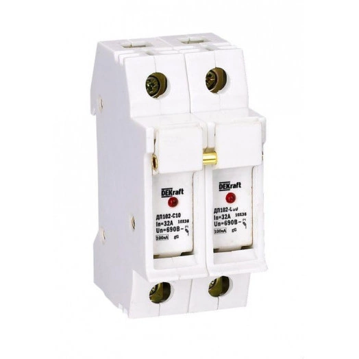 Держатель предохранительного типа C10 ДП102-С10-2P со светодиодной индикацией SchE 21384DEK