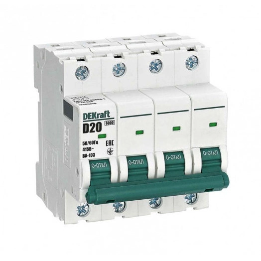 Выключатель автоматический модульный 4п D 20А 6кА ВА-103 SchE 12386DEK