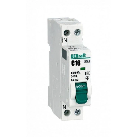 Выключатель автоматический модульный 1+N 16А C 4.5кА ВА-103  SchE 12402DEK