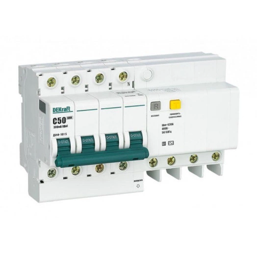 Выключатель автоматический дифференциального тока 4п 50А 300мА ДИФ-101 S селект. со встроен. защит. от сверхтоков SchE 15318DEK