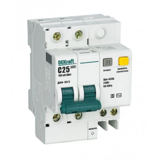 Выключатель автоматический дифференциального тока 2п 25А 100мА ДИФ-101 S селект. со встроен. защит. от сверхтоков SchE 15300DEK