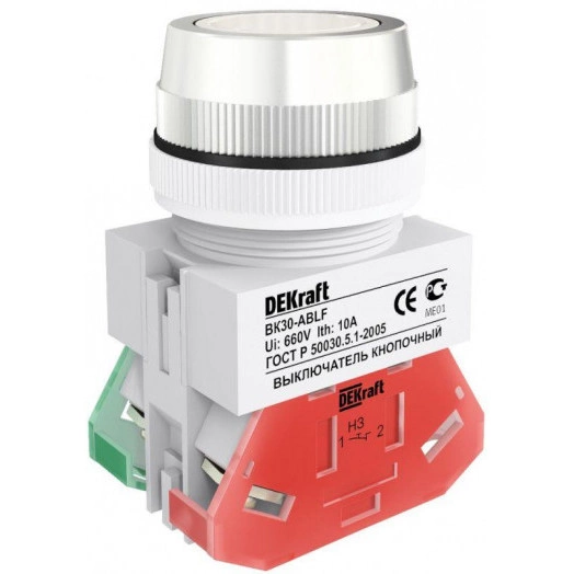 Выключатель кнопочный ABLF ВК-30 d30мм 220В бел. SchE 25041DEK