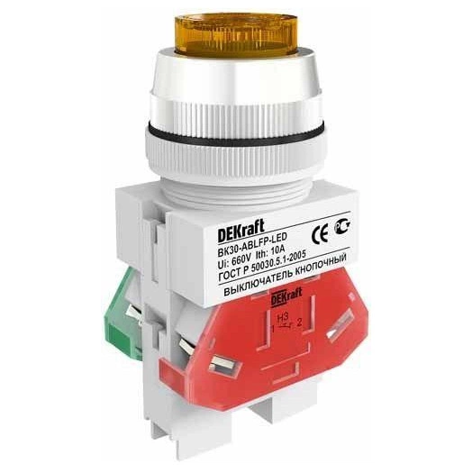 Выключатель кнопочный LED ABLFP ВК-30 d30мм 220В желт. SchE 25049DEK