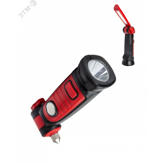 Фонарь рабочая автомобильная  аккум/2Вт+5ВтCOB/Li-ion18650 1200mAh/USB/магн/строп/молот