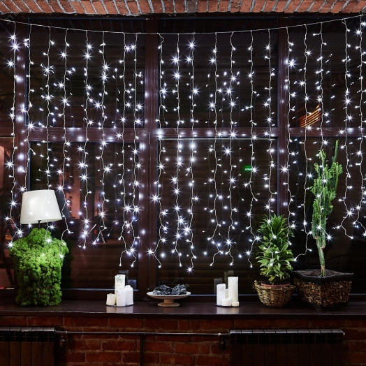 Занавес светодиодный ULD-C3020-384/DTA/RC WHITE IP44 3х2м 384 светодиода Провод прозрачный Пульт ДУ (в/к)