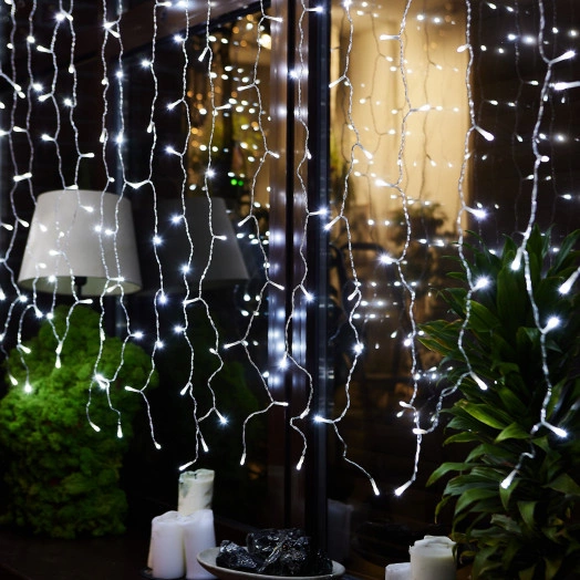 Занавес светодиодный ULD-C3020-384/DTA/RC WHITE IP44 3х2м 384 светодиода Провод прозрачный Пульт ДУ (в/к)