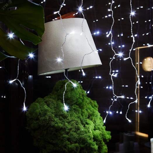 Занавес светодиодный ULD-C3020-384/DTA/RC WHITE IP44 3х2м 384 светодиода Провод прозрачный Пульт ДУ (в/к)