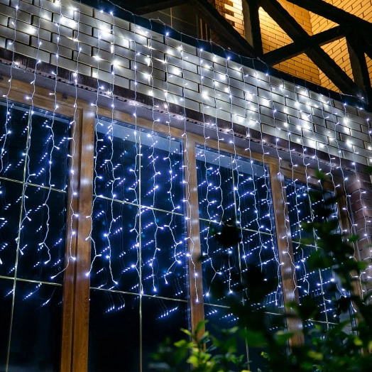 Занавес светодиодный ULD-C3020-384/DTA/RC WHITE IP44 3х2м 384 светодиода Провод прозрачный Пульт ДУ (в/к)