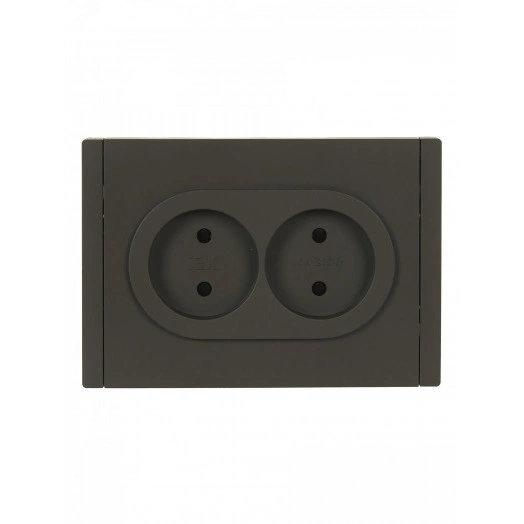 FORTE&PIANO Розетка 2-местная без заземления с защитными шторками безвинтовое крепление 10А FP325 серый IEK