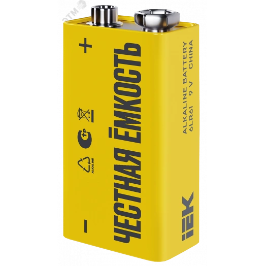 Батарейка щелочная Alkaline 6LR61 9V (1шт/блистер) IEK