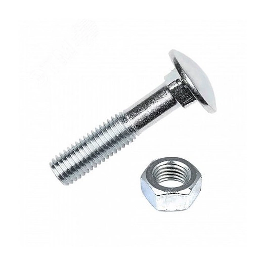 Болт DIN603 мебельный оцинк. М6х60 с гайкой (6 шт) - пакет Tech-Krep