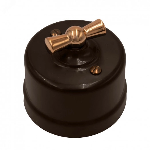 Выключатель Лизетта 1-кл., перекрестный, пластик, цвет Коричневый, Медь