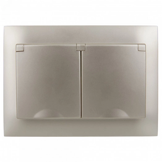 SKANDY Розетка 2-местная и крышкой 16А в сборе IP44 SK-R12Sh шампань IEK