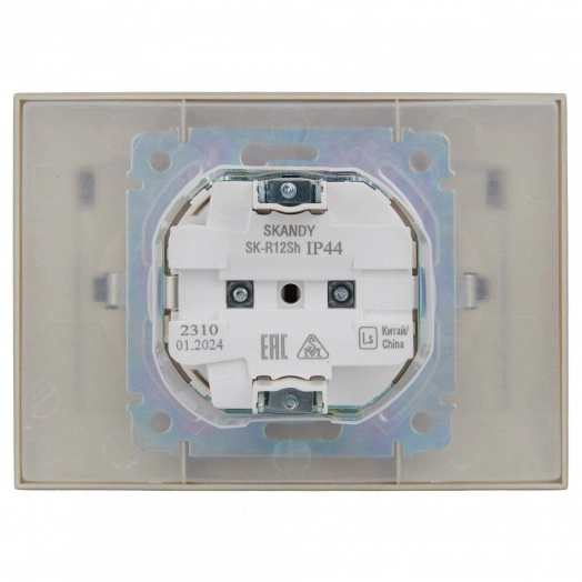 SKANDY Розетка 2-местная и крышкой 16А в сборе IP44 SK-R12Sh шампань IEK