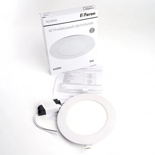 Светильник светодиодный ДВО-9w 6400K 740Лм slim белый