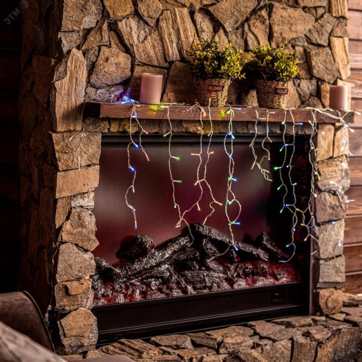 Бахрома светодиодная с эффектом мерцания 10м Соединяемая 480 светодиодов Разноцветный свет Провод прозрачный ULD-B10005-480/TTK MULTI IP44