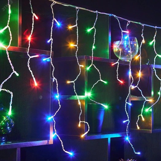 Бахрома светодиодная с эффектом мерцания 10м Соединяемая 480 светодиодов Разноцветный свет Провод прозрачный ULD-B10005-480/TTK MULTI IP44