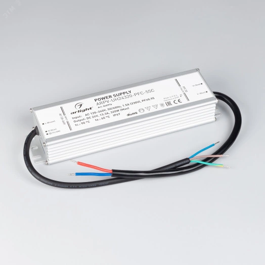 Блок питания ARPV-UH24320-PFC-55C (24V, 13.3A, 320W) (IP67 металл, 5 лет)