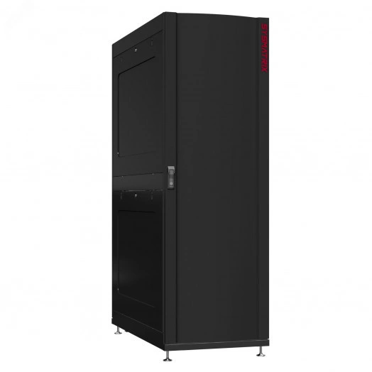 Шкаф серверный 45U 800х1200 передняя дверь: одностворчатая глухой металл IP51. задняя дверь: двустворчатая перфорированная IP20. боковые панели: глухой металл. цвет: черный RAL9005 