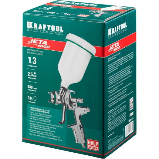 Краскопульт пневматический ''PRO'' Jeta 4000 HVLP c верхним бачком, 1.3мм