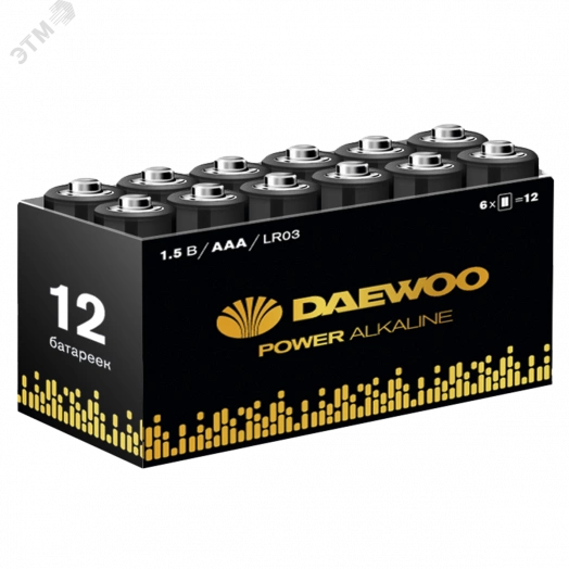 Элемент питания LR03 (AAА) DAEWOO Power Alkaline, упаковка 12 шт.