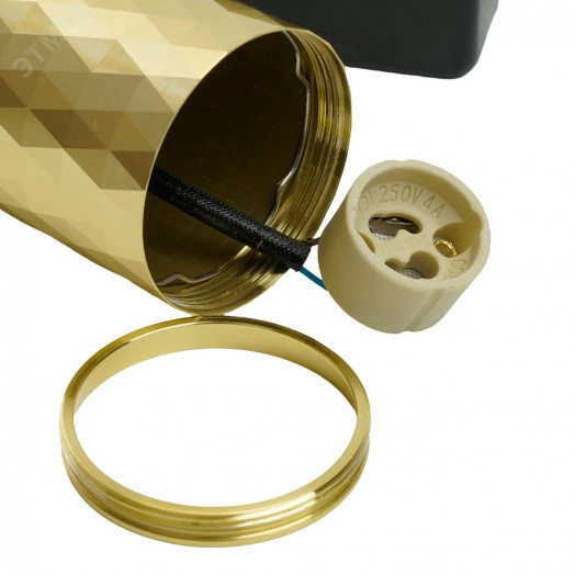 Светильник ДБО GU10 без лампы наклонный с выключателем золото черный