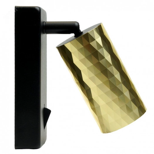 Светильник ДБО GU10 без лампы наклонный с выключателем золото черный