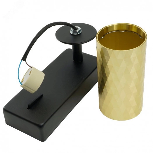 Светильник ДБО GU10 без лампы наклонный с выключателем золото черный