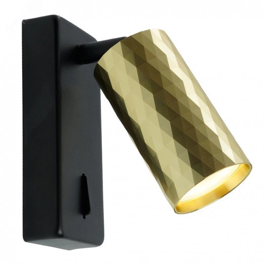 Светильник ДБО GU10 без лампы наклонный с выключателем золото черный