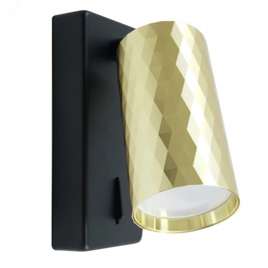 Светильник ДБО GU10 без лампы наклонный с выключателем золото черный