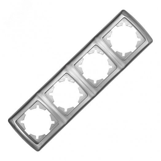 Маргарита рамка четырехместная горизонтальная  серебро (еврослот)