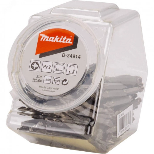 Насадка бита двусторонняя PZ2, 65 мм, E-form (MZ), 100 шт., банка