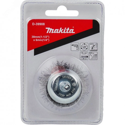 Щетка проволочная чашечная (d38 мм, толщина проволоки 0.3 мм, гофрированная, металл, 6 мм)