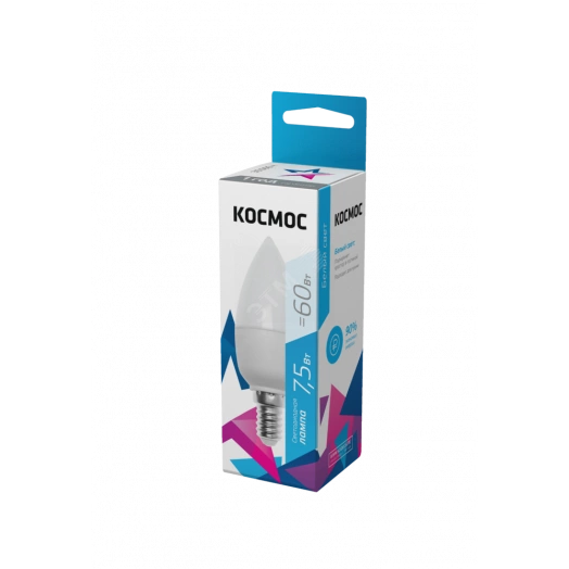 Лампа светодиодная LED 7.5Вт Свеча 220В Е14 D37х100 4500К белый 600 лм