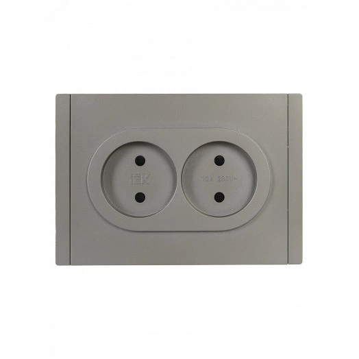 FORTE&PIANO Розетка 2-местная без заземления с защитными шторками безвинтовое крепление 10А FP525 сталь IEK
