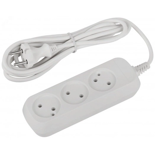 Удлинитель электрический 3 розетки без заземления 3м ПВС 2x0.75мм2 UDL-10-330 Greenline ЭРА