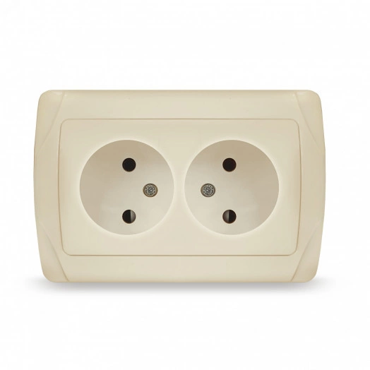 Маргарита розетка двухместная  б/з, с/у, 16А, 220В, сл.кость (ivory) (еврослот)
